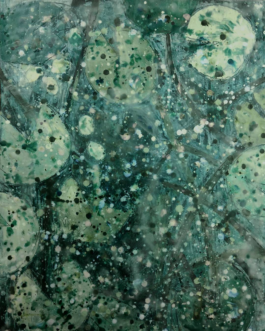 Another exploration of water lilies and water in encaustic