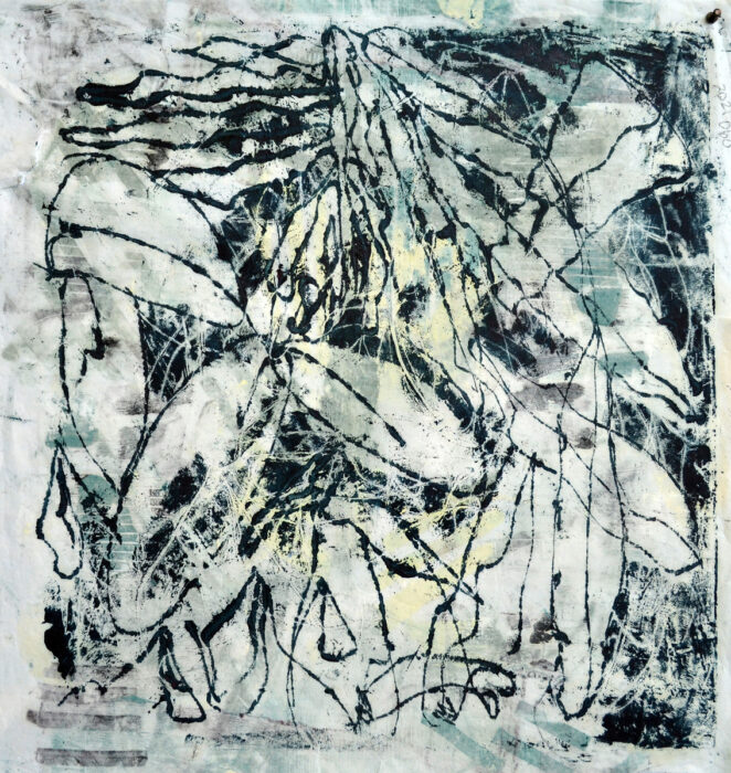 ACCEPTED_Indigo Ice Again_oil, oil monotype, encaustic on panel_24 x 24_2021_ 2021073